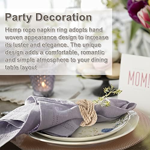 Premium burlap napkin rings set of 6