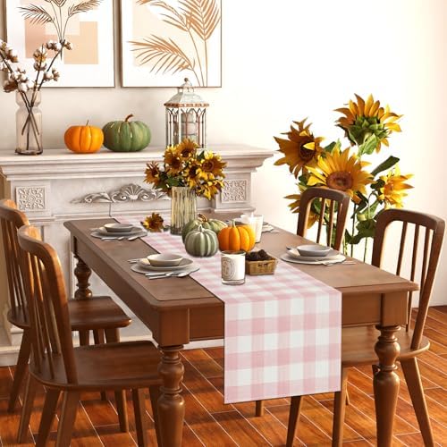 Gingham Tablecloth for Kitchen - Soft and Durable Heat Resistant 13x90
