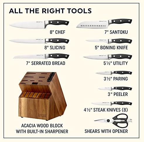 18-Piece Chef Knife Set with Built-In Sharpener