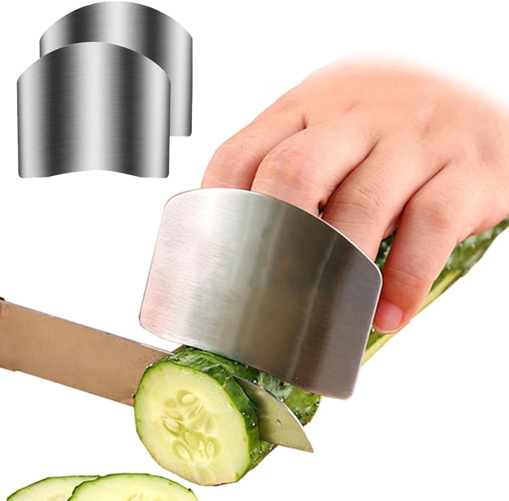 2-Piece Stainless Steel Finger Guards Durable Kitchen Tool for Safe Cooking
