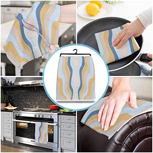 ZOE GARDEN Abstract Kitchen Towels 4-PC Geometric Stripes Quick-Dry Microfiber Dishcloth