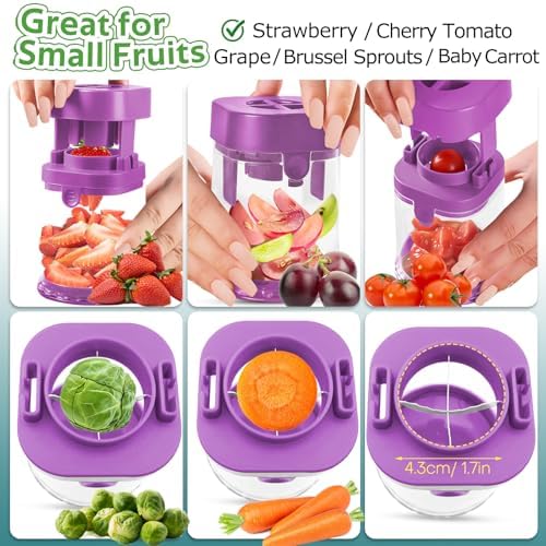 Stainless Steel Small Fruit Vegetable Cutter with Detachable Blade for Kids Purple