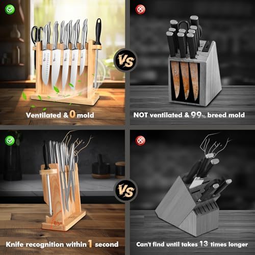14-Piece Ergonomic Japanese-Style Knives Set with Magnetic Block