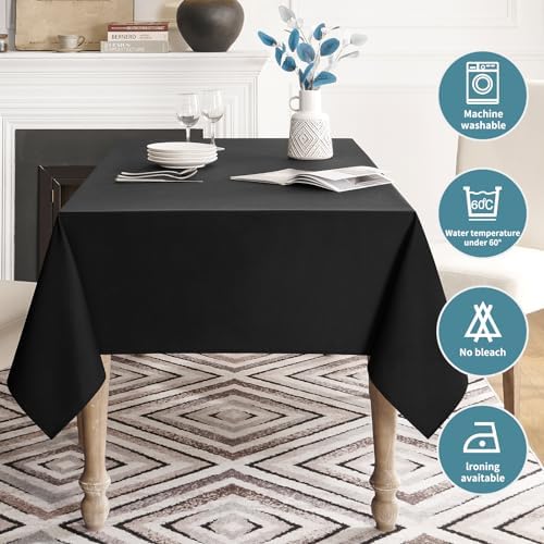 Veblandy waterproof tablecloth 60x84 inch black spill-proof