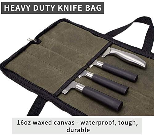 QEES Chef Knife Roll Bag with 4 Slots for Cooking entailments