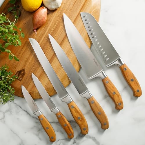 Bloomhouse Italian Olive Wooden Knife Block Set