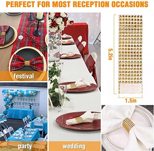 Bling Napkin Rings Set of 150 Rhinestone Gold Napkin Holder