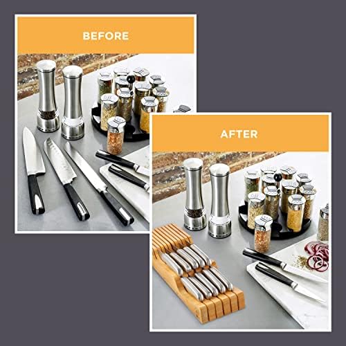 Bambsi In-Drawer Knife Block - Bamboo Knife Organizer