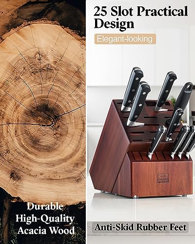 Cooks Standard Acacia Wood Knife Block for Easy Storage
