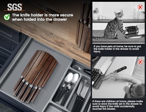 Seven-Piece Japanese Style Knife Set with Folding Magnetic Block