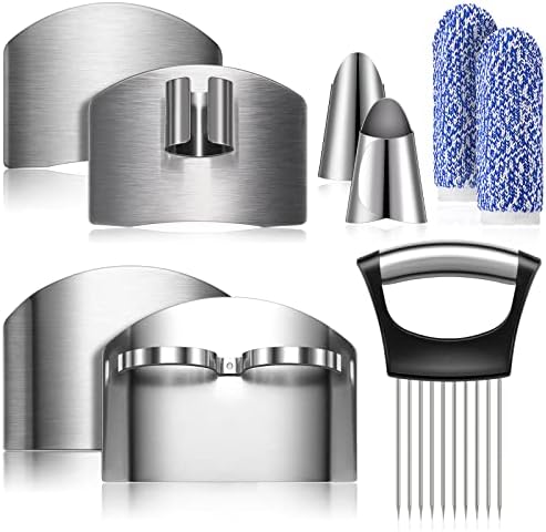 9-Piece Stainless Steel Finger Guards for Slicing and Cooking
