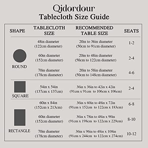 Qidordour Round Dining Tablecloth 60 inch