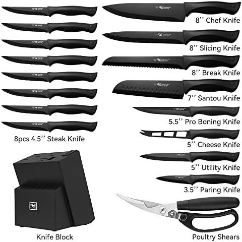 HUNTERDUAL 19 Pcs Kitchen Knife Set for Home Use