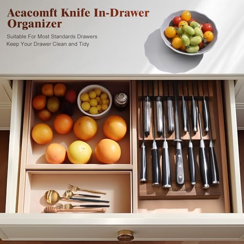 Acacomft Acacia Wood Kitchen Knife Block