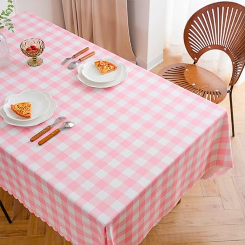 Premium Pink Gingham Tablecloth