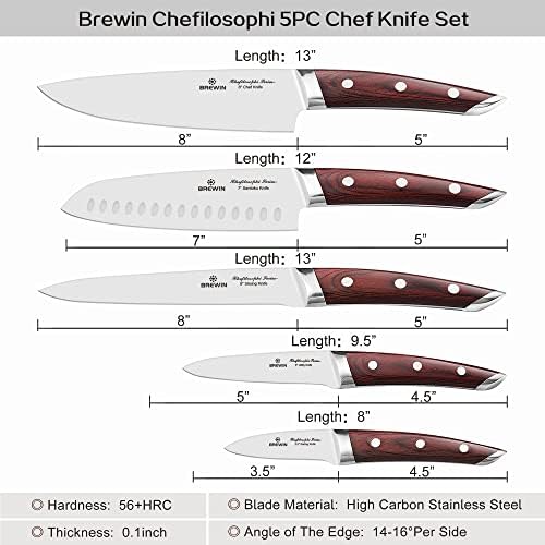 Brewins ChefiLOSOPHI Japanese Chef Knife Set 5PCS Ergonomic Design Complete Set