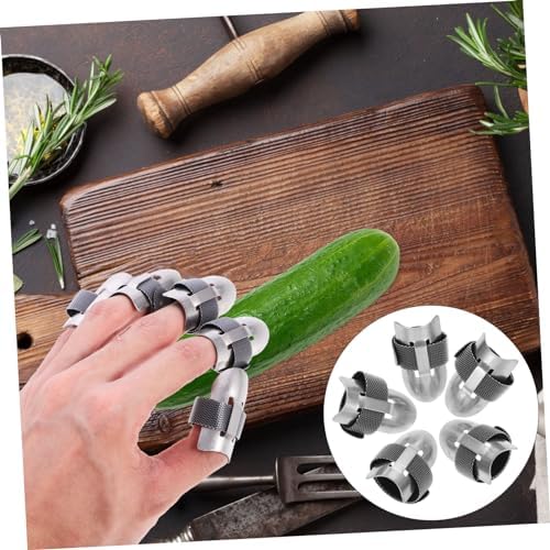 Stainless Steel Finger Protectors 5-Piece Set for Cutting and Slicing