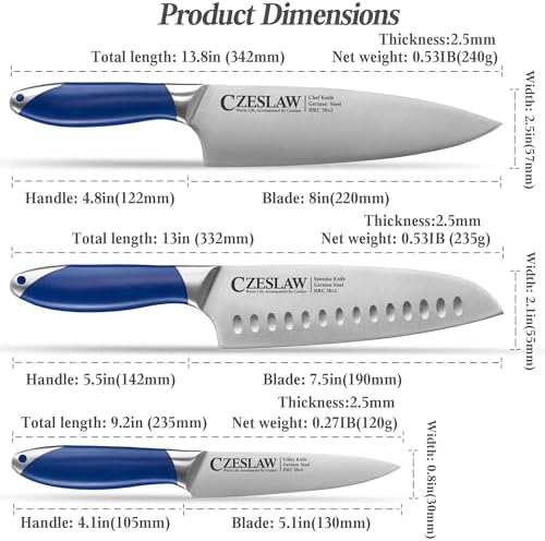 Sharp 3-Piece Chef Knives Set