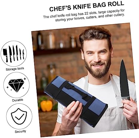 HOLIDYOYO Oxford Cloth Roll 22 Knife Organizer for Chef Use