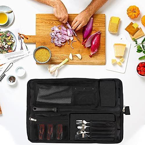 Premium Chefs Knife Roll Bag 13 Slots Zippered Closure