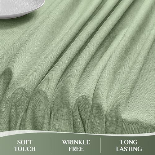 Softalker Rustic Linen Textured Tablecloth Waterproof Wipeable Sage Green 60x84