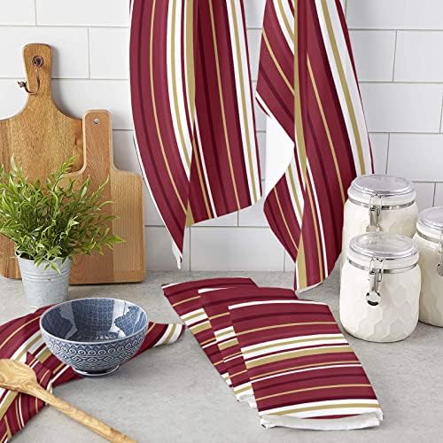 ZOE GARDEN Red Yellow Stripes Kitchen Towels