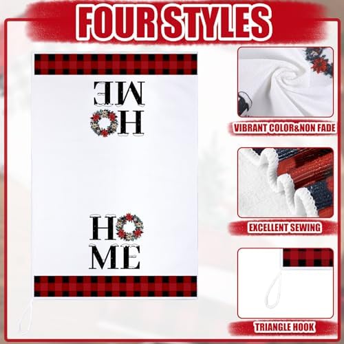 Bencailor 4-Piece Xmas Kitchen Towels Buffaloo Plaid