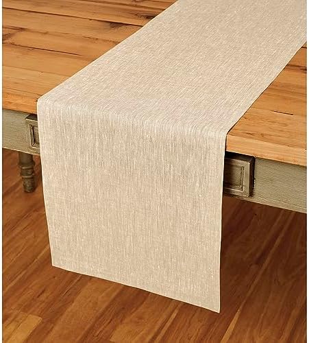 Solino Home 14x36 Champagne Beige Linen Table Runner