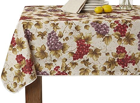 Violet Linen European Vineyard Tablecloth Beige 60 x 102