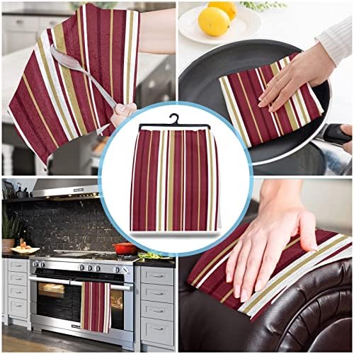 ZOE GARDEN Red Yellow Stripes Kitchen Towels