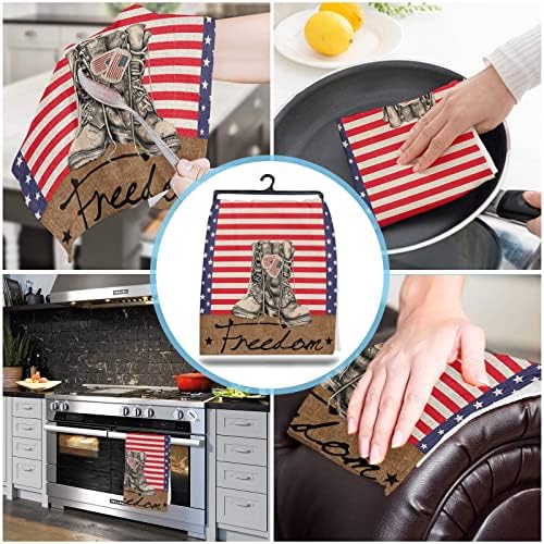 Patriotic Independence Stripes Kitchen Towels 18x28 2 Pack