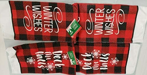 Christmas Winter Home 2 Different Printed Microfiber Towels Deck the Halls