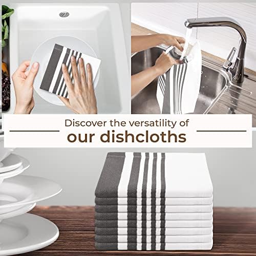 Urban Villa Cotton Dish Cloth Set of 8 - GreyWhite 1