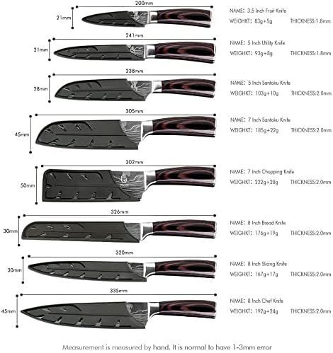 FULLHI 14pcs Japanese Knife Set with Safety Accessories