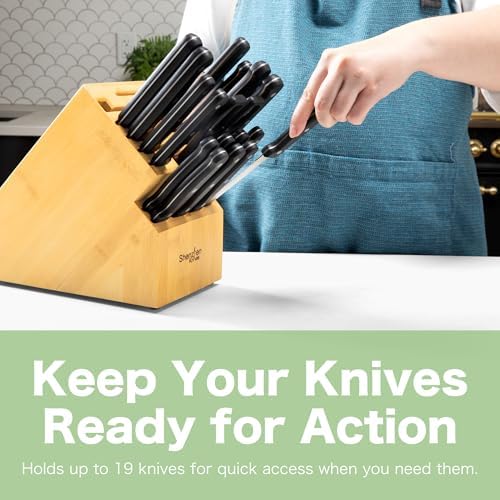 20 Slot Universal Kitchen Knife Block with Bamboo Finish