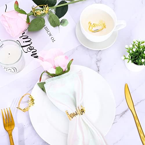 12pc Gold Napkin Rings with Bismillah for Eid Ramadan More