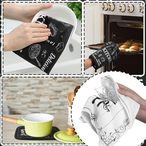 Leinuosen 6 Piece Farmhouse Oven Mitt Set