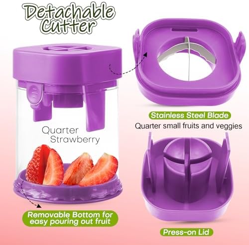 Stainless Steel Small Fruit Vegetable Cutter with Detachable Blade for Kids Purple