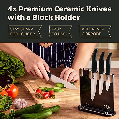 Vos Ceramic 4-Piece Knife Set - Premium Sharp Durable Elegant