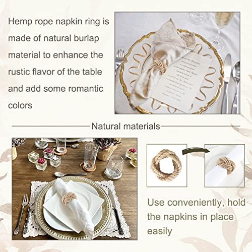 Premium burlap napkin rings set of 6