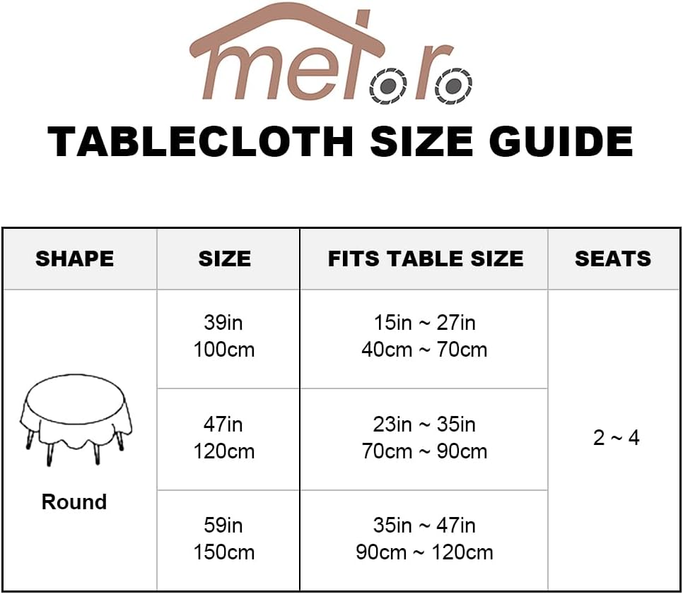 Meioro Round Linen Tablecloth 59 Inch