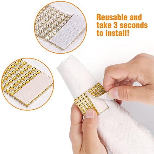 Bling Napkin Rings Set of 150 Rhinestone Gold Napkin Holder