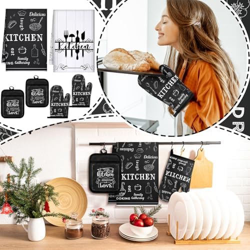 Leinuosen 6 Piece Farmhouse Oven Mitt Set