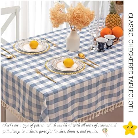 Midsummer Breeze - 55x84 Heavy Weight Checkered Gingham Tablecloth for Spring Summer