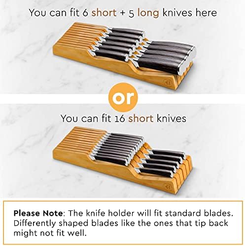 Bambsi In-Drawer Knife Block - Bamboo Knife Organizer