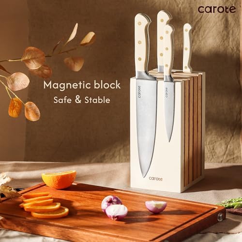CAROTE 11PCS Knife Set with Block for Kitchen
