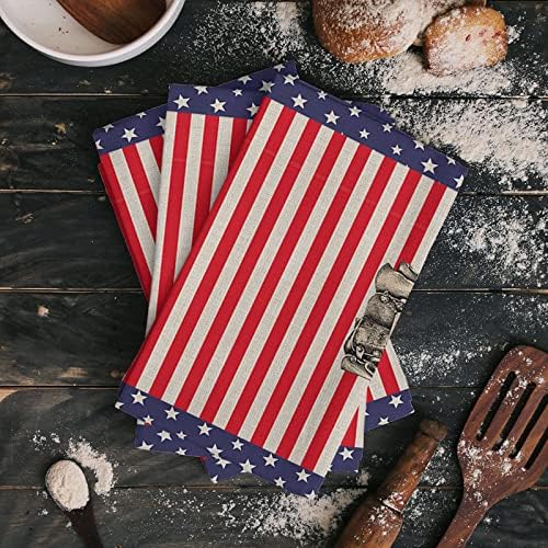 Patriotic Independence Stripes Kitchen Towels 18x28 2 Pack
