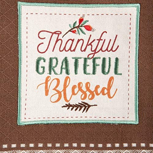 Grateful Thanksgiving Fall Kitchen Towels 18x28 Set