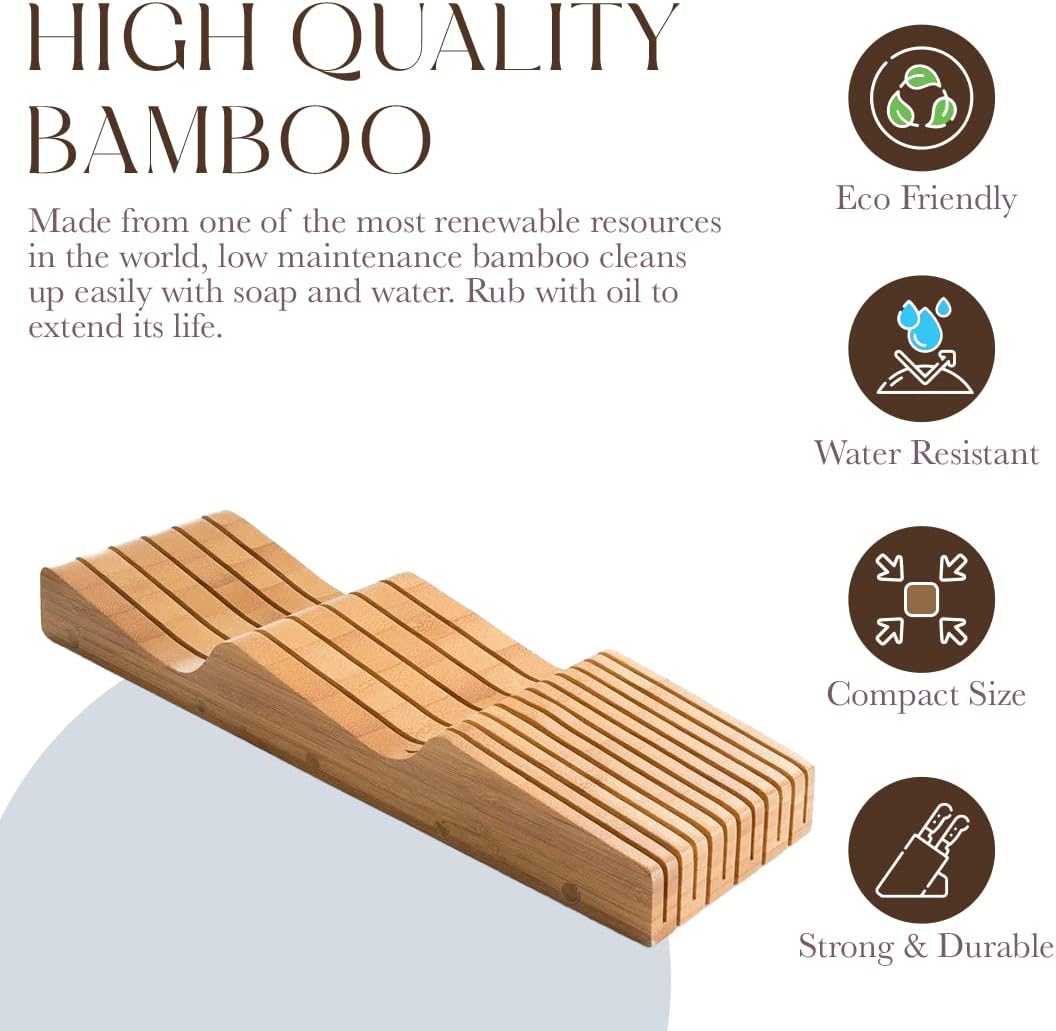 100 Pure Bamboo in Drawer Knife Block