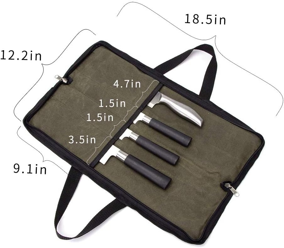 QEES Chef Knife Roll Bag with 4 Slots for Cooking entailments